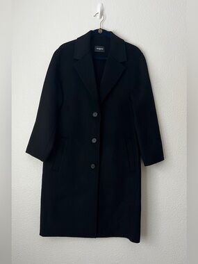 The Kooples Black Wool Blend Tailored Coat Size 0 XS Parisian Minimalist